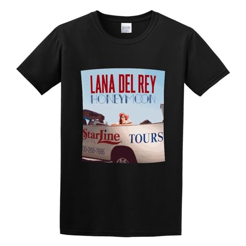 YUWANG Lana del Rey Honeymoon Men's Graphic T Shirt Tops Black M