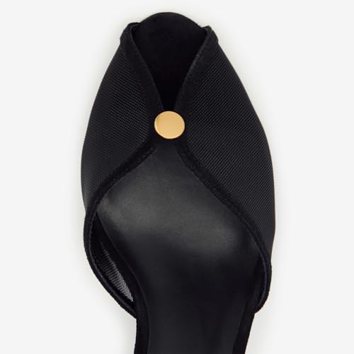 Mesh Kitten Heels Mules for Women Peep Toe Mule Slip On Comfortable Slides Sandals Casual Party Dress Summer Heels4