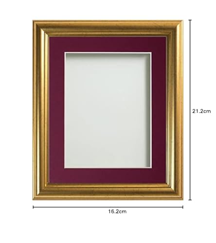 Frame Company Eldridge Gold Photo Frame with Plum Mount, 6x4 for 4x3 inch, fitted with perspex, Gold with Plum Mount - Image 3