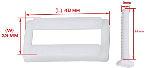 Image of MLD Rectangular toilet seat bolt Universal plastic fixing hinge with nut and washer Split toilet One-piece toilet bottom installation White Color (Size 48 MM X 23 MM)