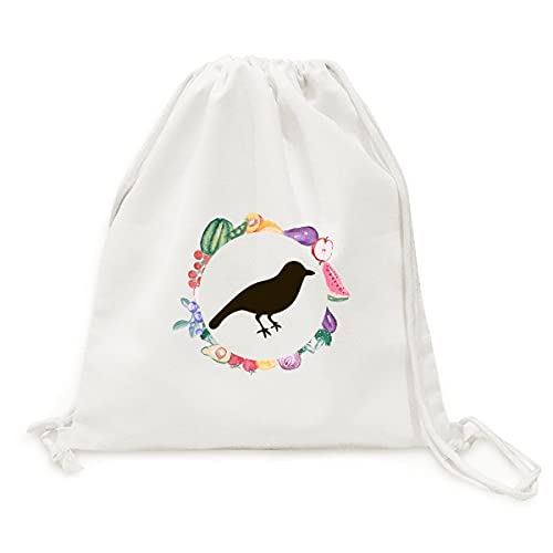 Sac en tissu pliable pour fruits au marché local avec sangle black sparrow