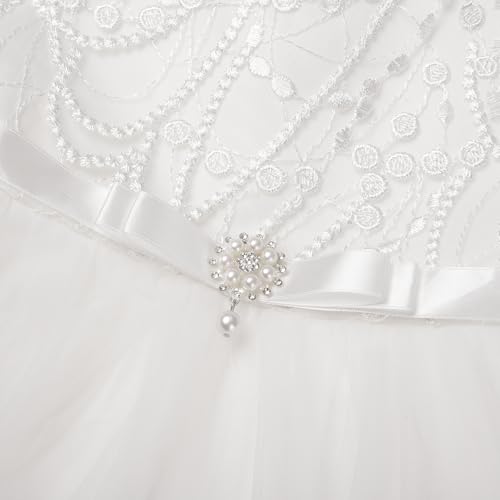 Uhnice Flower Girl Dress Sleeveless Tulle Tutu Beaded Embroidery for Wedding Birthday Party4