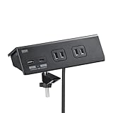 サンワダイレクト 卓上電源タップ クランプ 固定式 AC4個口 USB-C×1/USB-A×1 3m 一括集中スイッチ 卓上 固定 電源タップ ブラック 700-TAP047UC-3BK