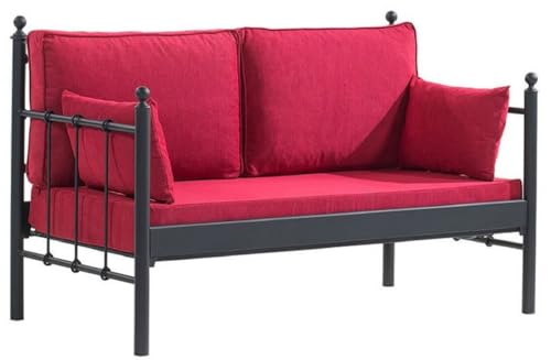 Casa Padrino Canapé de jardin Art nouveau noir/rouge bordeaux 140 x 70 x H. 92 cm - Canapé de jardin - Canapé de terrasse - Meubles de jardin et terrasse...