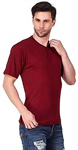 Image of Men's Casual V-Neck Front Button T-Shirt Pack of 4