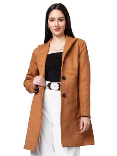 Image of CHKOKKO Women Chic Winter Coat Single Breasted | Knee Length Design with Buttoned Closure and Practical Front Side Pockets for Stylish and Comfortable Wear