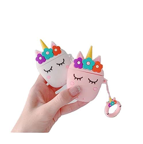 Image of for Airpods Pro 2019 Pouch Case Cover Headphones Soft Silicone Cartoon Character Cover with Keychain, 360-degree Protection (Unicorn Pink)