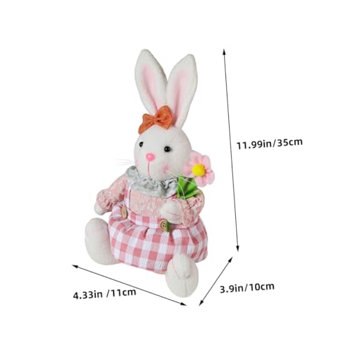 HYTROVE 2kawałki Plush Bunny Easter Doll Urocza Dekoracja Wielkanocna Miękka Figurka Królika Stół Idealna Do Domu i Biura Wesoły Dodatek Wielkanoc