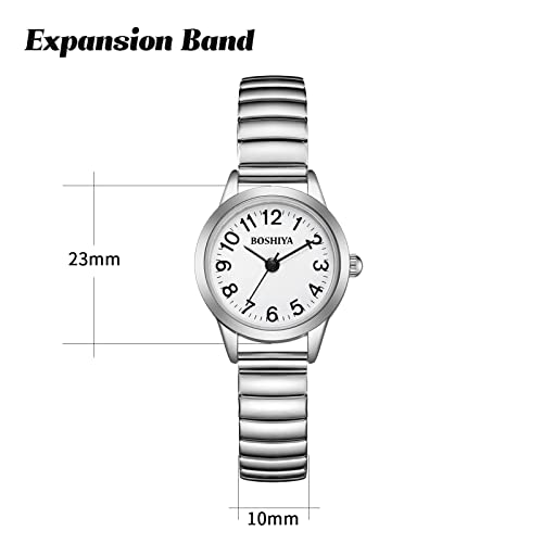 Boshiya Women's Easy Reader 23Mm Stainless Steel Expansion Band Watchs For Small Wrist #TOP2