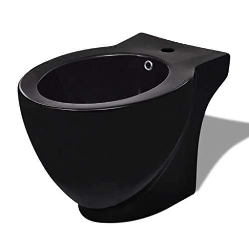 vidaXL Design Stand WC Bidet Bodenstehend Spülkasten Keramik Schwarz Toilette – Bild 6