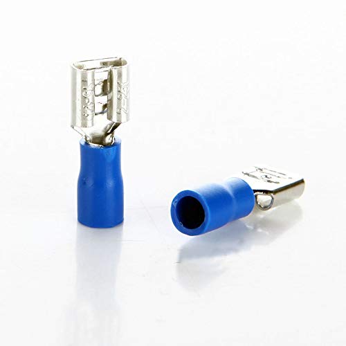 Connecteurs de terminaux 6.3mm Femelle Bleu Rapide Spade Fil Bornes électriques isolés à sertir Connecteur 16-14AWG