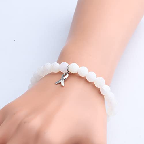 Lung Cancer Awareness Ribbon Beads Bracelet Lung Cancer Awareness Gift For Her (Lung Cancer Beads) #TOP2