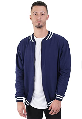 Moleton College Colegial Ziper Qualidade Algodão Moletom (Azul-Marinho, M)