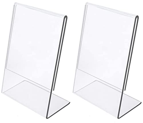 Image of Parikshit Sublimation 6x4 inch 2pcs Portrait Acrylic Sign Holder Table top Display Stand for Exhibition menu Photo Flyer brochure (4X6 Inch - 2pc, Portrait)
