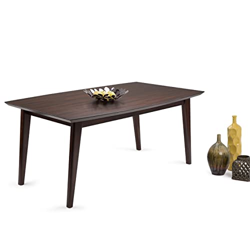 Simplihome Draper Solid Wood And Rubberwood 66 Inch X 40 Inch Rectangle Mid Century Modern Dining Table In Java Brown In Solid Wood, For The Dining Room And Kitchen, Mid Century Modern #TOP1