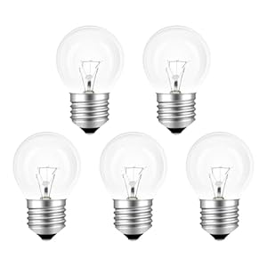 SCNNC Ovenlamp E27, 40 W, 300 graden, hittebestendig, 230 V, dimbaar, E27, G45, gloeilamp, 400 lm, warm wit, 2700 K, 45 mm, ovenlamp G45 E27, voor oven, magnetron, kroonluchter, 5 stuks