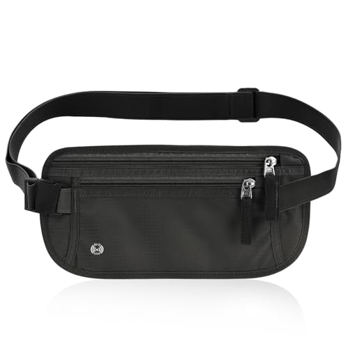 Ultra-Slim Money Belts for Travel Hidden, Mellbree RFID Blocking Travel Security Belt Hidden Passport Pouch with Senseless Comfort Design – Anti-Pickpocket Protection for Cash & Documents Black