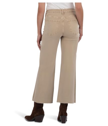 KUT from the Kloth Women's Meg High-Rise Fab Ab Wide Leg Raw Hem in Biscuit3