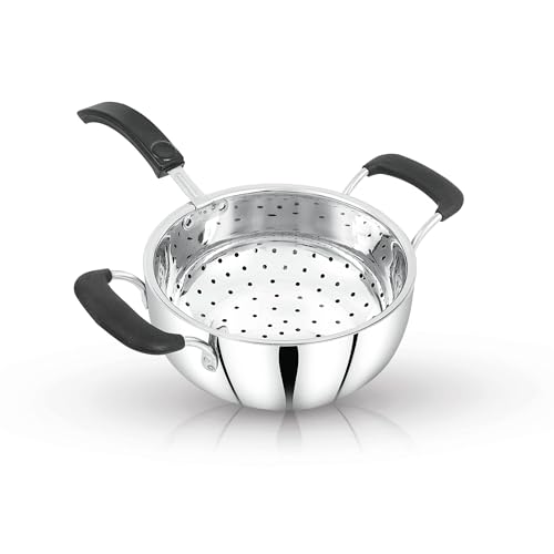 Image of Premium Stainless Steel Deep Kadai 1.9 Litre with Mesh Frying Basket 1.8 Litre with Comfort Handles | Perfect for Deep Frying, and Stir-Frying | Durable and all Cooktop Compatible
