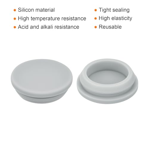 Image of MECCANIXITY 10pcs Silicone Snap in Locking Hole Plugs,28mm /1.1 Inch Mounting Diameter Narrow Groove Width 2.5mm Panel Seal Cover Round for Kitchen Bulkheads Waterproof Sealing Plugs Grey