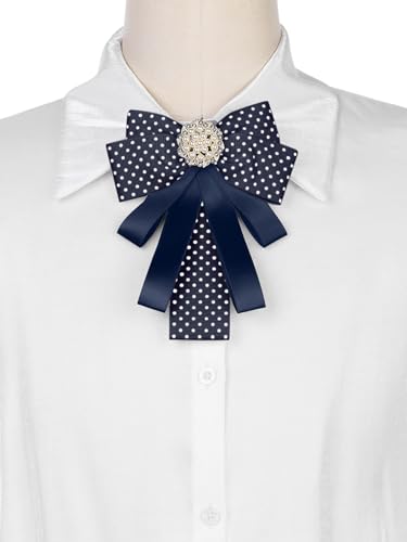 Image of Ribbon Polka Dots Bow Ties Cute Bowties for Women, Clip Fashion Collar Decoration