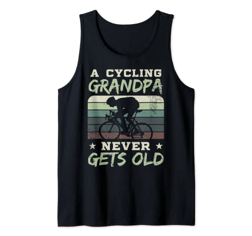 Funny Grandpa Tee | Maglietta di un nonno in bicicletta Never Gets Old Canotta