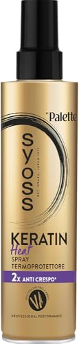Syoss Palette Heat Spray Termoprotettore 200 ml, Termoprotettore per capelli per look professionale, Protettore termico capelli anti crespo, con complesso vitaminico e protezione calore fino a 230°C