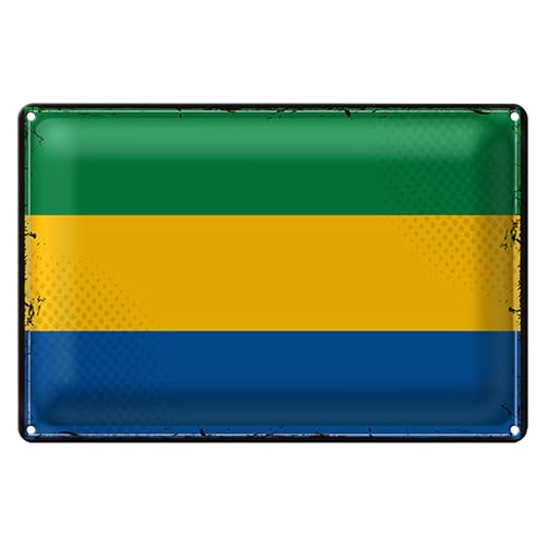 Blechschild | Flagge von Gabun | Vintage Erscheinungsbild | 20 cm x 30 cm