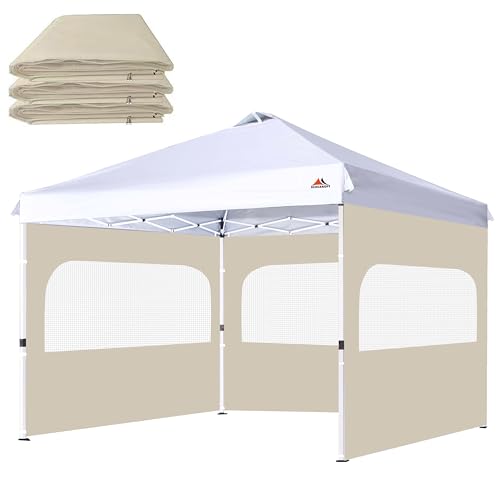 SCOCANOPY Sidewall for 12x12 Canopy Frame with Mesh Window and Zipper, 3 Pieces Sunwalls Only, (Beige) by SCOCANOPY - Used condition - US$45.65