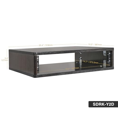 Image of Sound Town DIY 2U Studio Rack with Solid Baltic Birch Plywood, Black Espresso, for Recording Room, Home Studio (SDRK-Y2D)