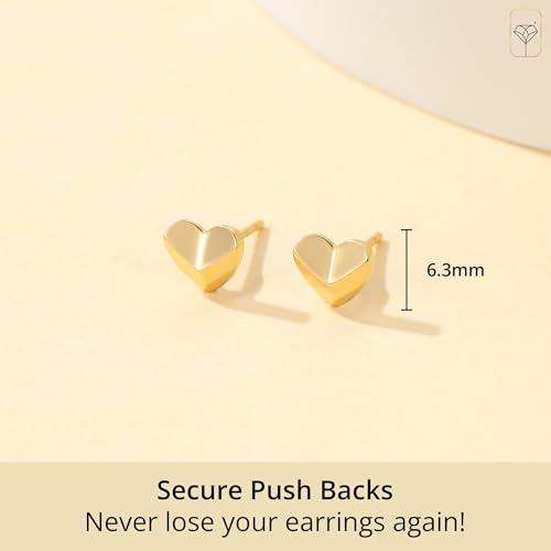 Solid 10K Gold Stud Earrings for Women | Hypoallergenic & Anti-Tarnishing Real Gold Earrings | Shower-Safe, Water-Proof and Sweat-Resistant Earrings in Various Shapes by MAX + STONE3