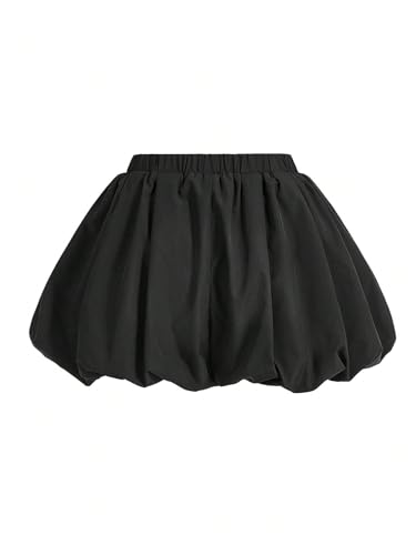 WDIRARA Women's Asymmetrical Hem Bubble Skorts Elastic Waist Loose Fit Solid Mini Skirt Pants2