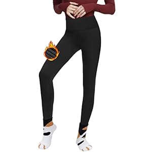 AMIYOYO Thermolegging voor dames, gevoerde thermische legging voor de winter, hoge taille, ondoorzichtig, panty met fleece, warm, behaaglijk, elastische sportlegging