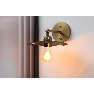 Pathson Set of 2 Metal Wall Sconce Brass Finished, Split Flower Design Wall Lamp Fixture, Home Decor Art Wall Light Hardwired Farmhouse Lighting for Living Room Hallway Bedside Pathson Set of 2 Metal Wall Sconce Brass Finished Split Flower Design Wall Lamp Fixture Home Decor Art Wall Light Hardwired Farmhouse Lighting for Living Room Hallway Bedside