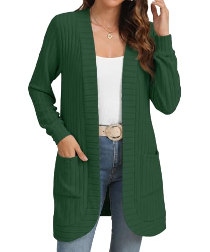 Image of YSYOKOW Cardigan Sweaters for Women Long Sleeve Open Front with Pockets | Long Cardigans for Women Lightweight Soft Casual Dressy Loose Fit Cardigan Sweater with Pockets for Work and Office