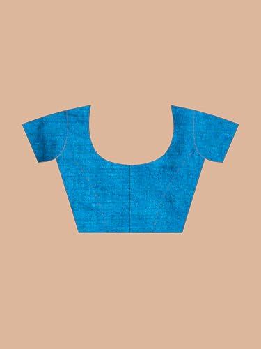 Image of Women's Tissue Cotton Saree | Plain Lightweight Tassel Pallu Saree with Blouse
