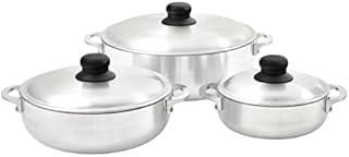 IMUSA USA 3 Piece Natural Aluminum Caldero Set (1.6/3.2/4.6 Quart)
