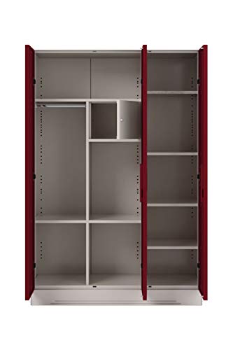 Image of GODREJ INTERIO Slimline Steel Wardrobe Textured Carmine Red,3 Door