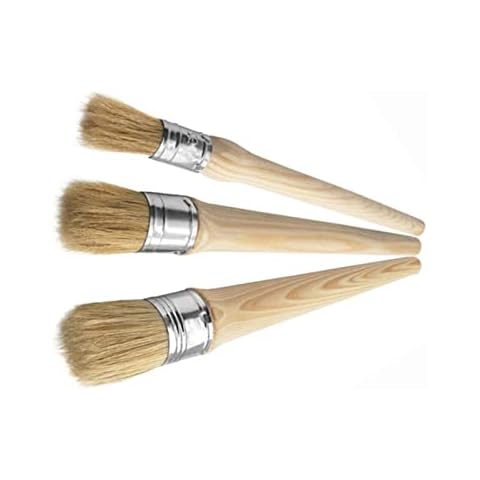 3 Pcs Furniture Paint Brushes Natural Bristle Round Paint Brushes Professional Chalk Paint Wax Brushes for Furniture Home Decor Cover