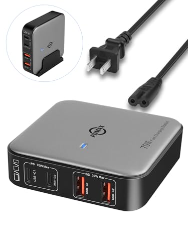 PDMAX 4 Port USB C Charger - 100W USB Charging Hub, GaN Multiport Charging Station, USB-C Fast Power Adapter, Charger Block Compatible with MacBook Pro/Air, iPhone 16/15/14/13, Pixel 9/8/7, S24/23/22