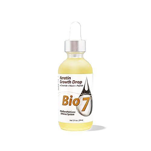 BIO7 KERATIN GROWTH DROP W/ CERAMIDE + NIACIN + PEPTIDE – 2 Fl Oz...