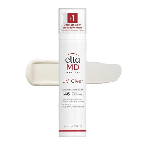 EltaMD UV Clear Face Sunscreen SPF 46, Oil-Free Sunscreen with Zinc Oxide, Dermatologist Recommended 3.7 Fl Oz (Pack of 1)