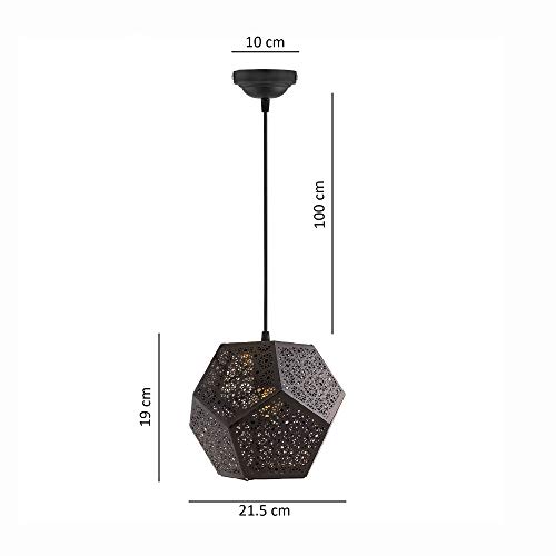 Homesake Cubist Hexagon Moroccan Hanging Light, Pendant Ceiling Light, Antique Copper