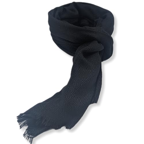 Écharpe homme de haute qualité aux losanges noirs géométriques