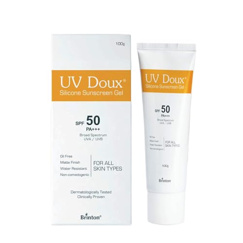 UV Doux Sunscreen Gel SPF 50 PA+++ | Broad Spectrum UVA & UVB | No White Cast | Benzene-Free | Dermatologist-Approved | Non-Comedogenic | Water-Resistant | For Oily, Acne & Sensitive Skin | 100 g