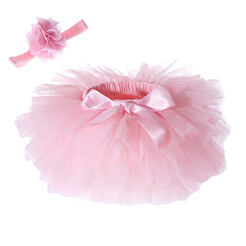 Baby Girls Tutu Skirt Headband Set Toddler Ruffle Tulle Diaper Covers 6-24 Month