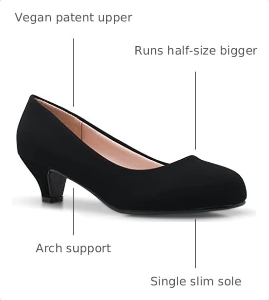 Image of Olivia K Women's Classic Closed Toe Kitten Heel Pumps | Dress, Work, Party Low Heeled