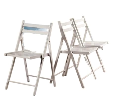 FonHNDG Juego Plegable de 4 Piezas de Silla de Teca, 17,64 x 20,1 x 32,28 para Sala de Estar, Comedor(White)
