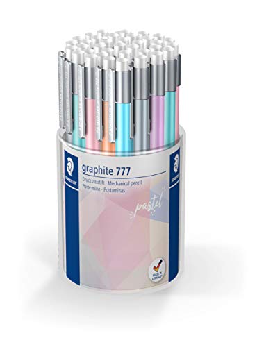 STAEDTLER Graphite 777 Cubilete con 36 portaminas en colores pastel, cuerpo engomado, goma de borrar sin PVC ni latex… — oferta en Amazon