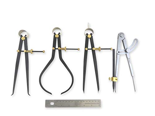 Taytools 776636 Deluxe 5 Piece Measuring Set/Kit With 8-Inch Spring Dividers, Inside & Outside Calipers cover